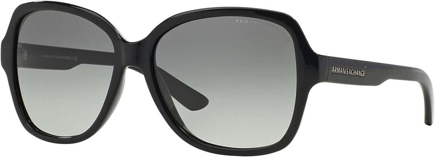 A|X ARMANI EXCHANGE Women's AX4029S Oval Sunglasses, Shiny Black/Grey Gradient, 57 mm