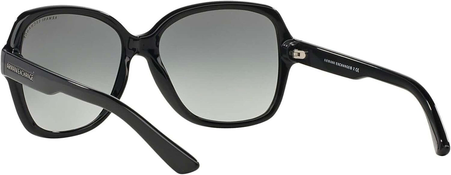 A|X ARMANI EXCHANGE Women's AX4029S Oval Sunglasses, Shiny Black/Grey Gradient, 57 mm