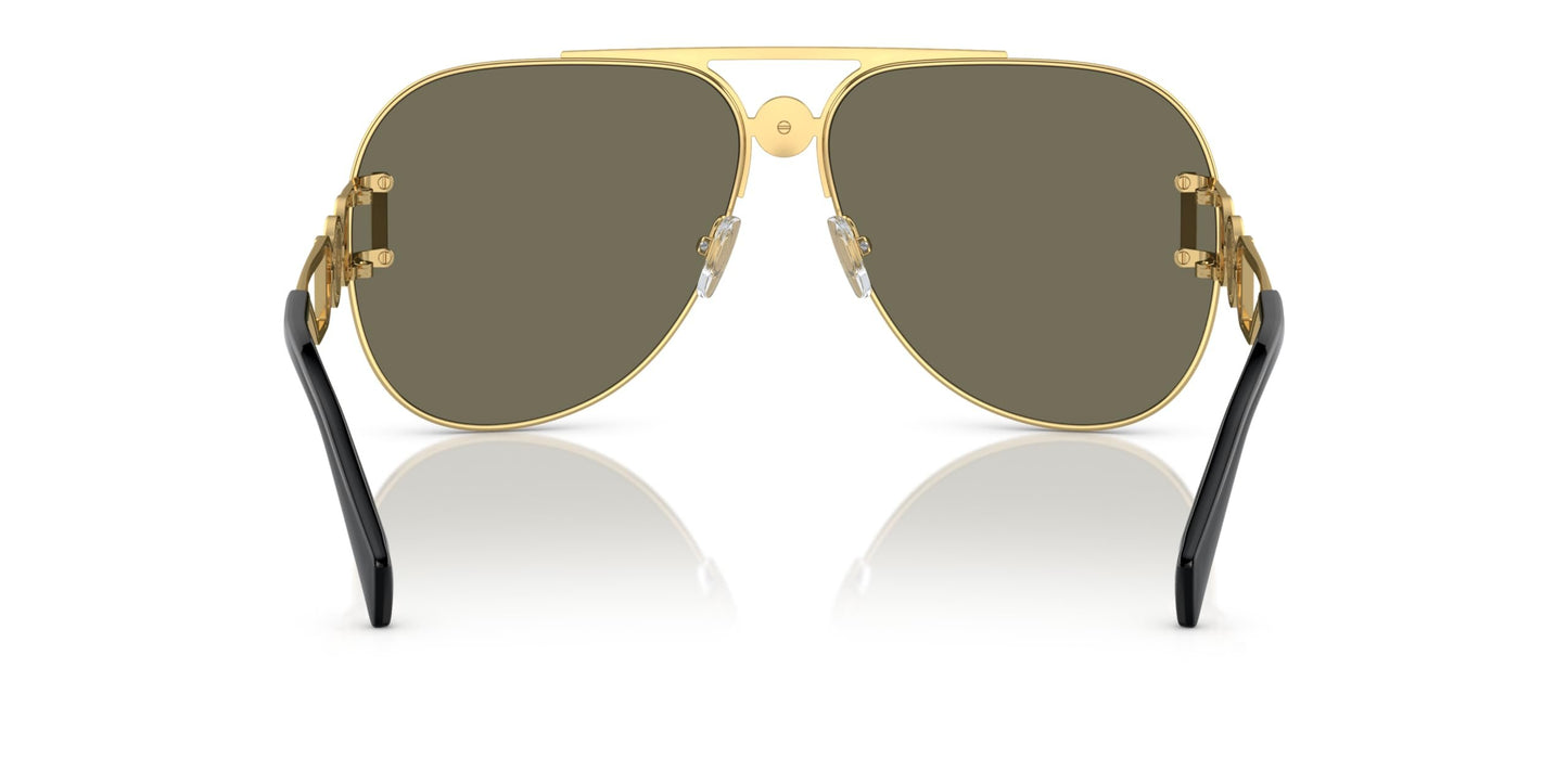 Versace 0VE2255 100203 63mm Unisex Sunglasses Gold Frame, Clear Mirror Real Yellow Gold Lenses,