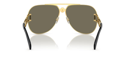 Versace 0VE2255 100203 63mm Unisex Sunglasses Gold Frame, Clear Mirror Real Yellow Gold Lenses,