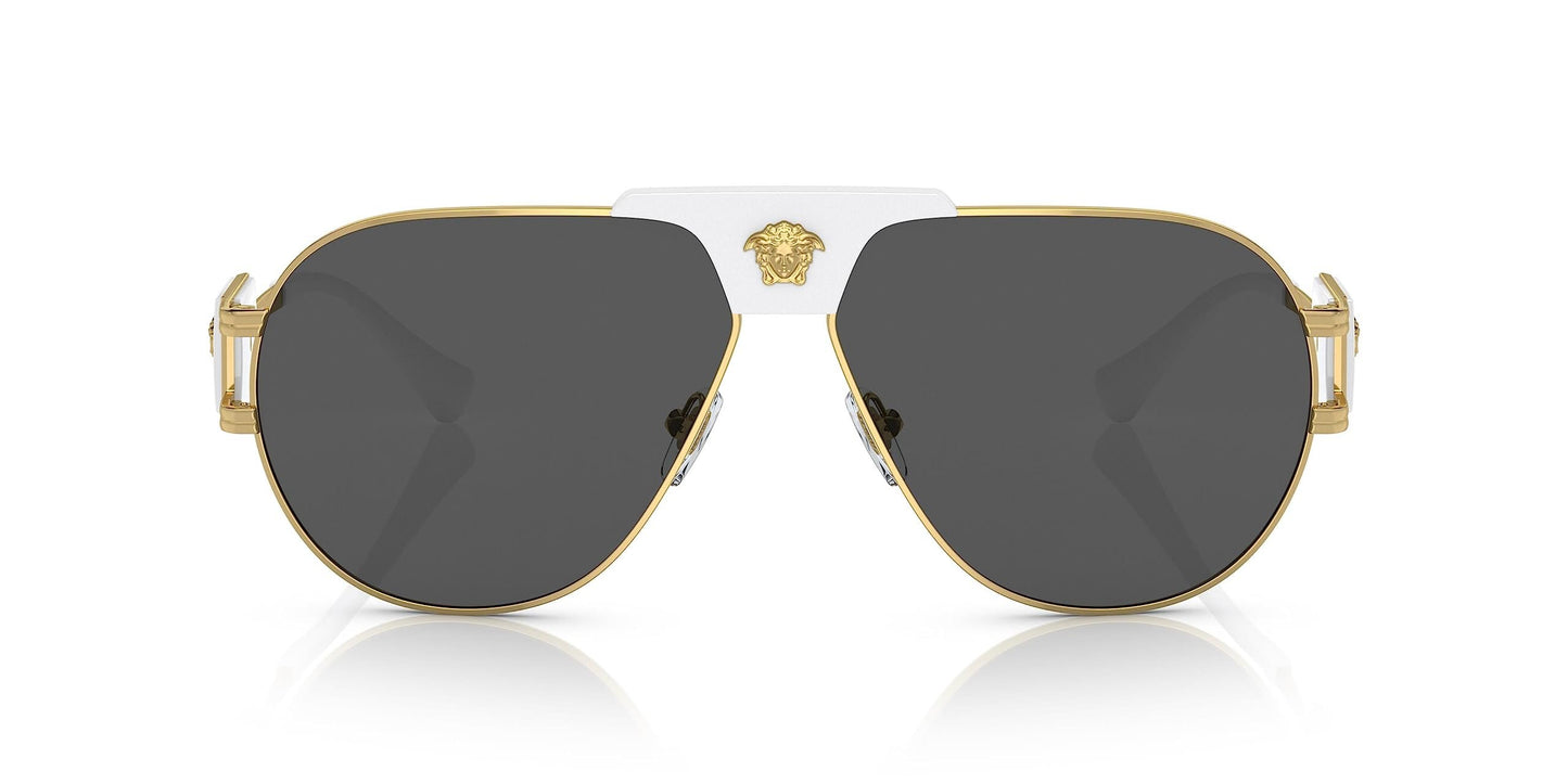 Versace 0VE2252 147187 63mm Man Sunglasses Gold Frame, Dark Grey Lenses