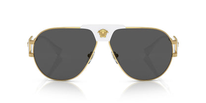 Versace 0VE2252 147187 63mm Man Sunglasses Gold Frame, Dark Grey Lenses