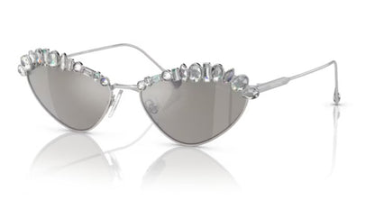 SWAROVSKI SK7009 40016G 55mm Silver Light Grey Mirror Silver Women's Sunglasses