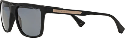 Emporio Armani EA4047 5063/81 Black Rubber Sunglasses Grey Polarized