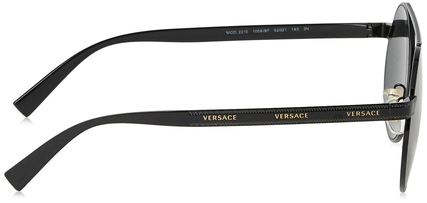 Versace Women's VE2210 1009/87 Black Fashion Round Sunglasses 52mm