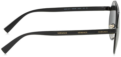 Versace Women's VE2210 1009/87 Black Fashion Round Sunglasses 52mm