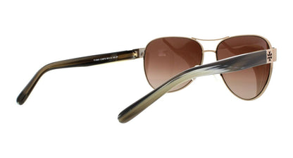 Tory Burch Women's TY6051 Light Gold/Olive Horn/Brown Polarized sunglasses