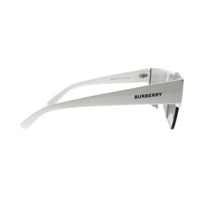 Burberry BE 4291 3007/H White Plastic Rectangle Sunglasses Silver Burberry Logo