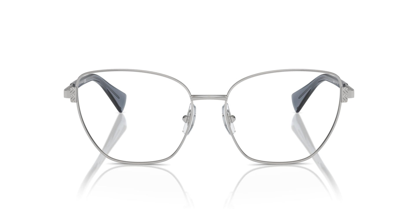 Ralph by Ralph Lauren Women's RA6060 9001 56mm Cat Eye Eyewear Frames, Shiny Silver/Demo Lens