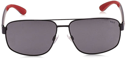 Polo Ralph Lauren Men's PH3112 Aviator Metal Sunglasses, Matte Black/Grey, 62 mm