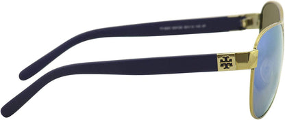 Tory Burch 0TY6051 Gold/Blue Flash Polarized Mirror Sunglasses