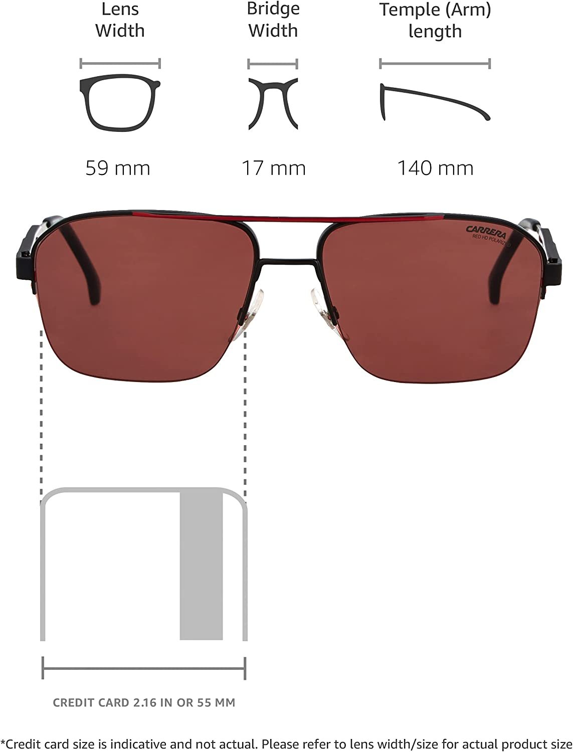 Carrera 8028/S 003 W6 59-17-140 Matte Black Frame, Burgundy Polarized  Sunglasses