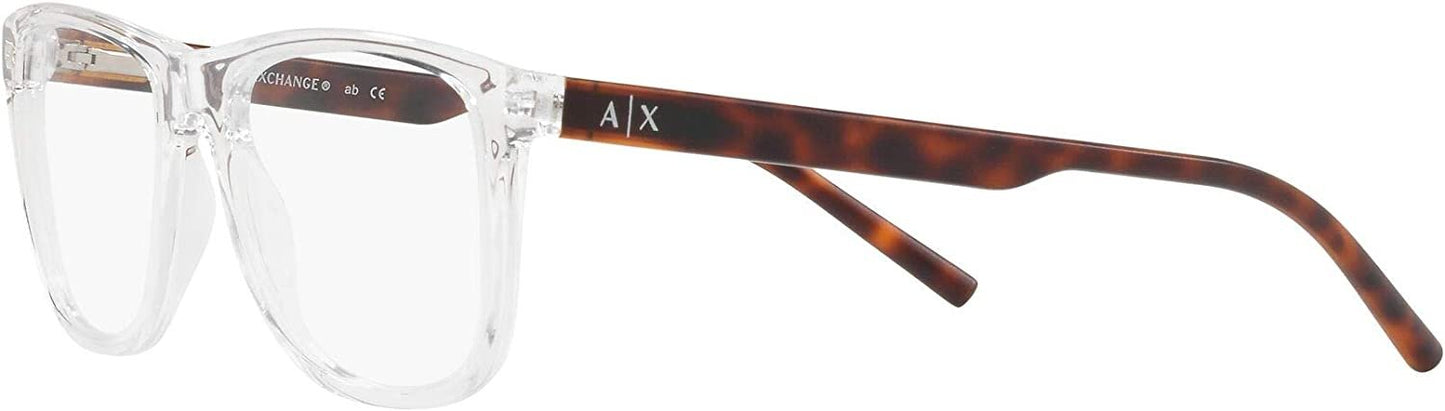 ARMANI EXCHANGE AX3048F 8235 56mm Shiny Crystal Demo Lens Men's Eyeglasses