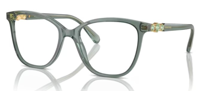 Swarovski Women's Sk2020 1043 52mm Square Transparent Green Eyewear Frames