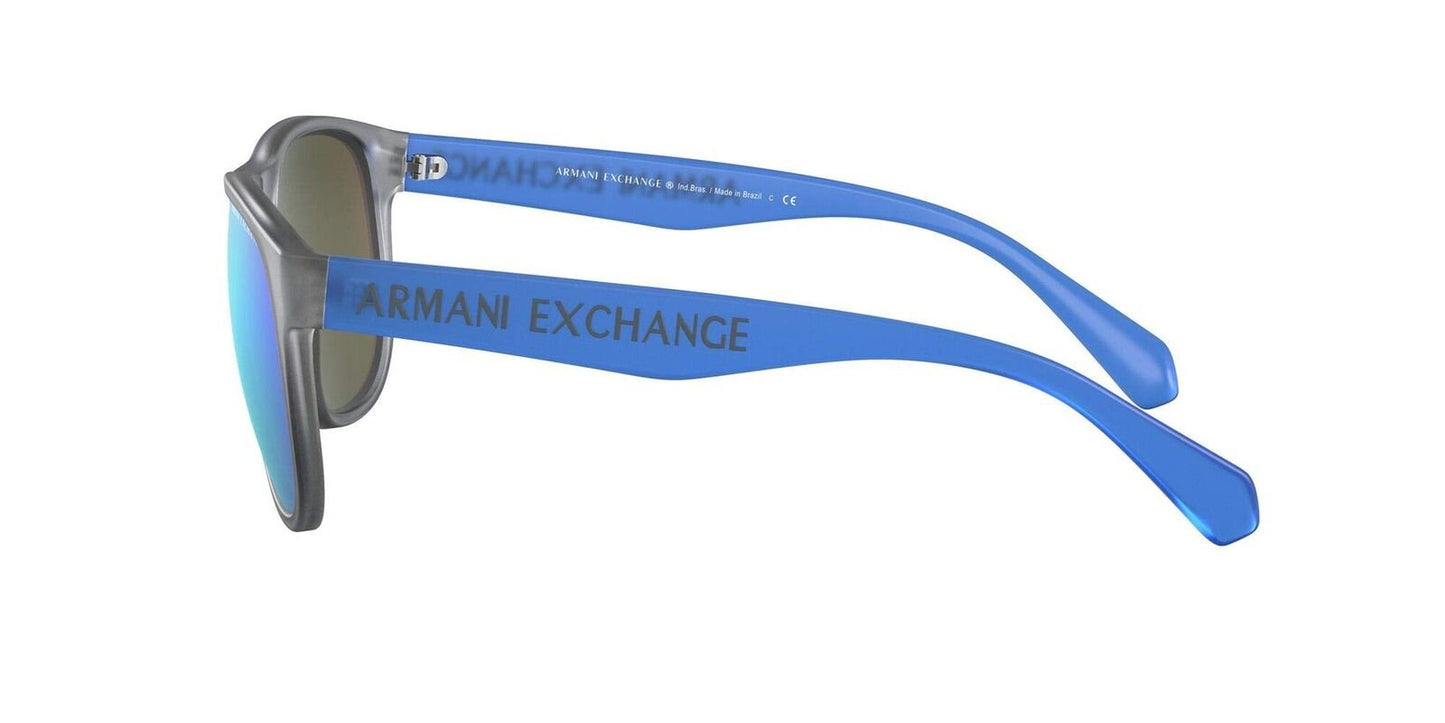 A|X ARMANI EXCHANGE Men's AX4096S Square Sunglasses Matte Grey/Light Blue Mirror