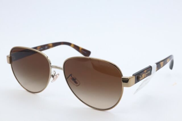 Coach HC7111 900513 57MM Light Gold / Brown Gradient Pilot Sunglasses for Women